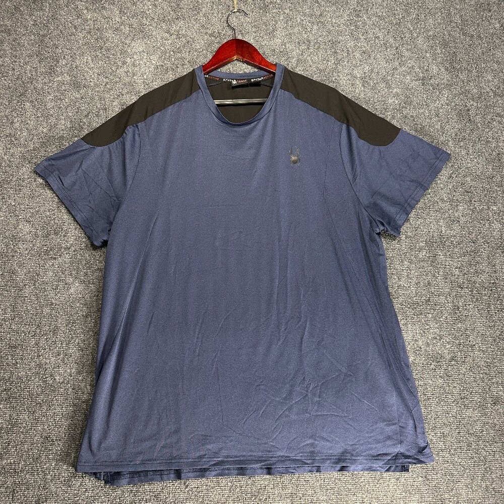 Spyder Active Tee Shirt Mens XXL Blue Short Sleeve Crew Neck Reflective Proweb